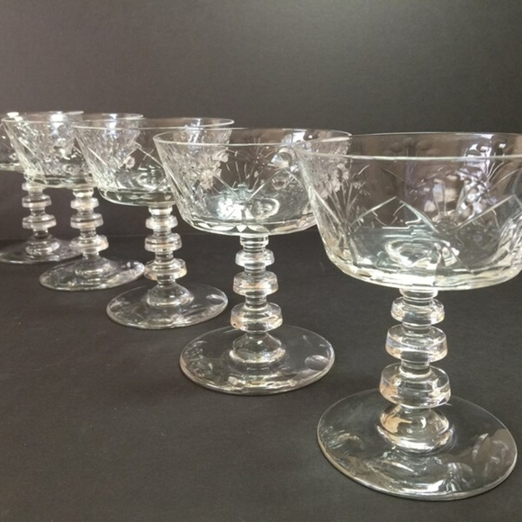 Rock Sharpe-(4) "Viceroy" etched Sherbert glasses - Picture 2 of 5